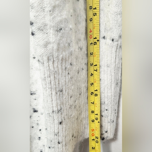 John + Jenn Sz Small Cream Knit Speckled Open Pocket Longline Cardigan Sweater - Picture 12 of 13